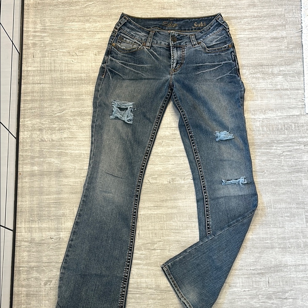 Women's Blue Distressed Jeans